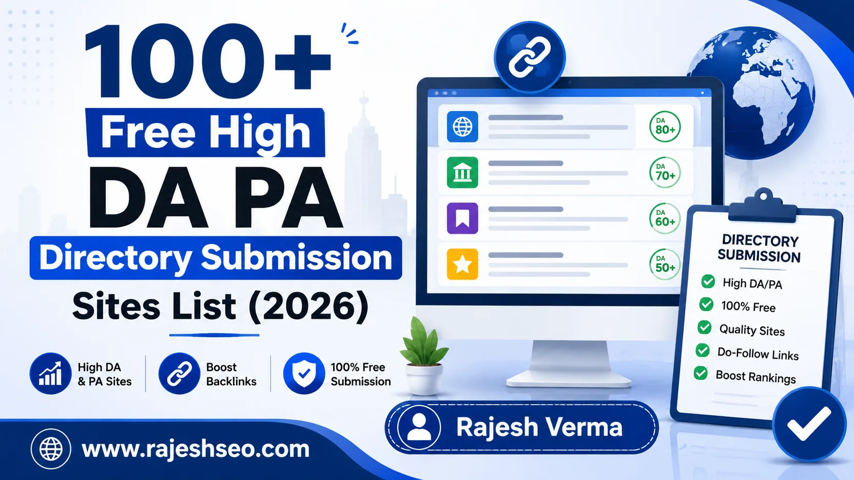 100+ Free High DA PA Directory Submission Sites List 2026