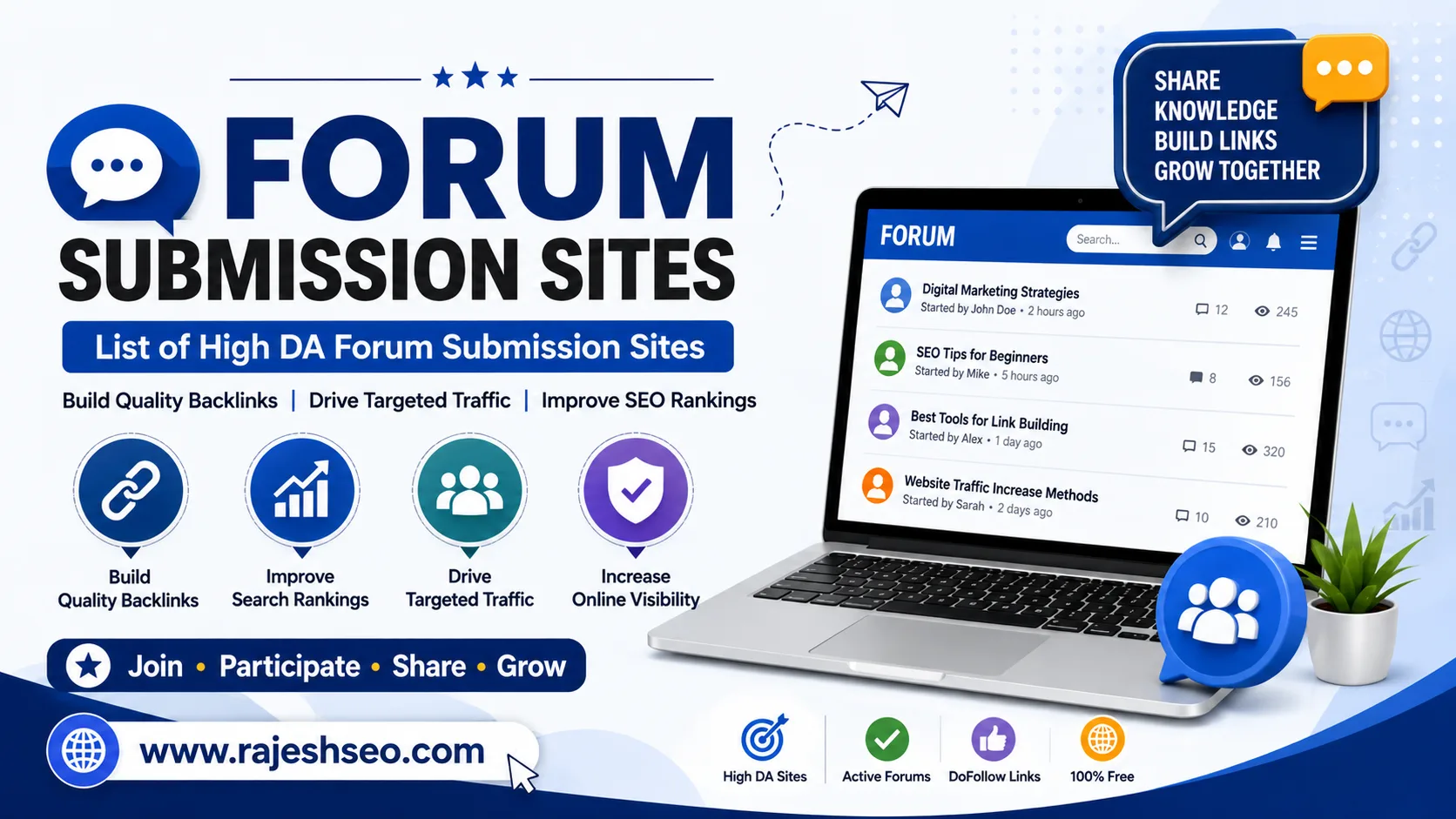 100+ Free Forum Submission Sites List For SEO